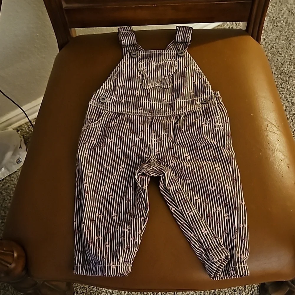 VTG OSHKOSH B'GOSH Striped Butterfly Denim Overalls